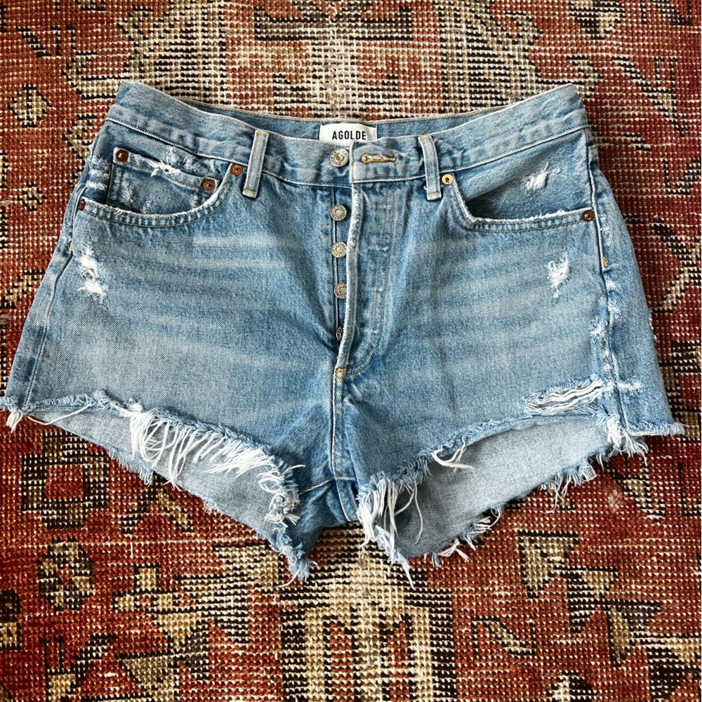 Agolde Parker Vintage Cut Off Shorts Denim
